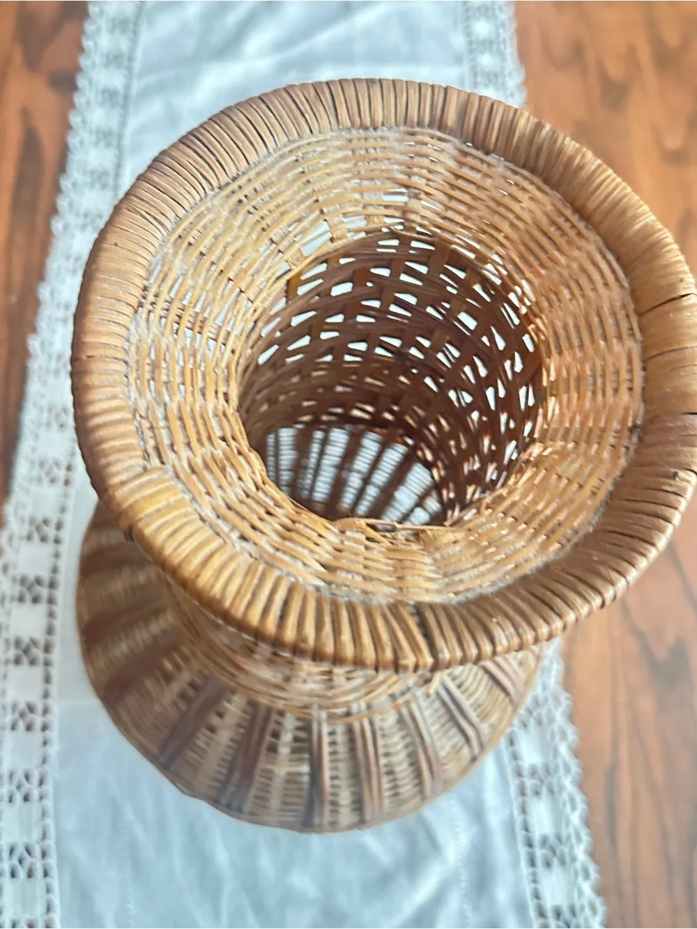 Vintage wicker rattan vase boho